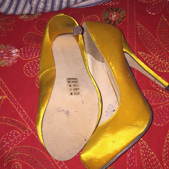 Yellow Satin Heels - Picture 3 of 3